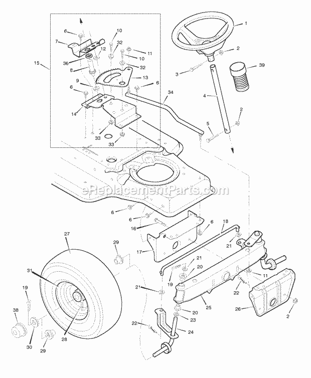 Murray 46904X92A (1996)(46 Inch) Lawn Tractor Steering Diagram